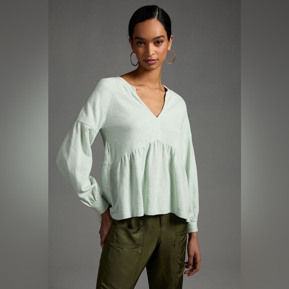 Pilcro Long-sleeve Babydoll Top - Mint Green - Size Extra Small XS - NWT